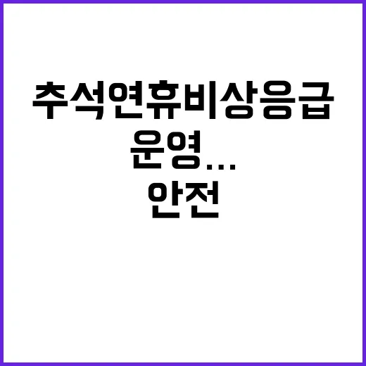 추석 연휴 비상 응급 운영…안전 유지 방법 공개!