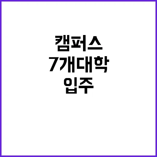 공유형 캠퍼스 7개 대학 첫 입주 소식!