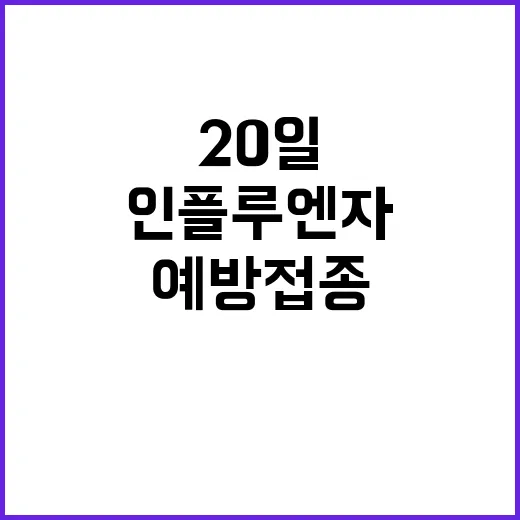 인플루엔자 예방접종 20일 시작! 동절기 준비하세요!