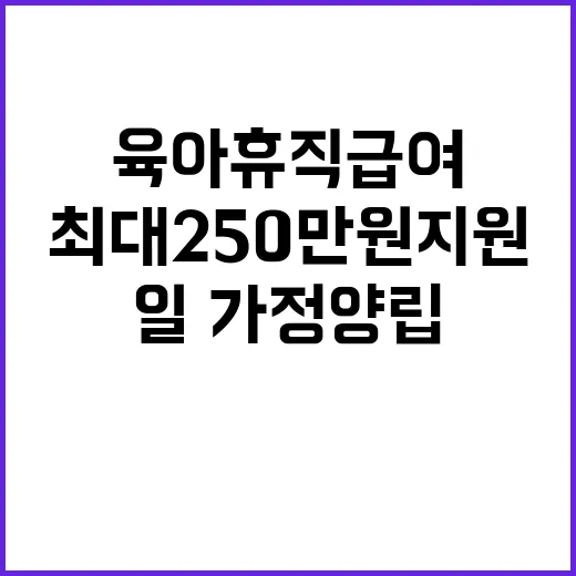 육아휴직급여 최대 250만원 지원 일·가정 양립!