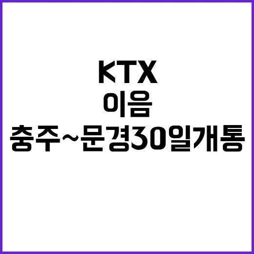 KTX이음 충주~문경 30일 개통! 놀라운 속도!