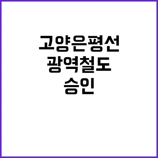 광역철도 2031년 개통! 고양은평선 승인 소식!