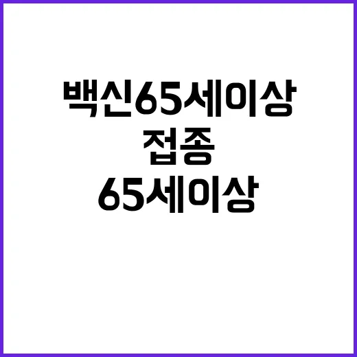 백신 65세 이상 접종 465만 명의 희망!