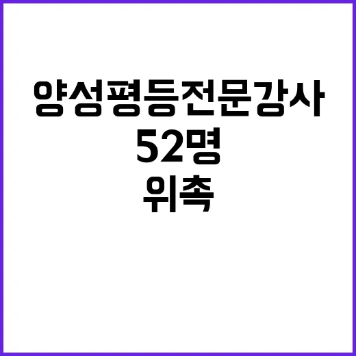 양성평등 전문강사 농식품부 신규 위촉 52명!