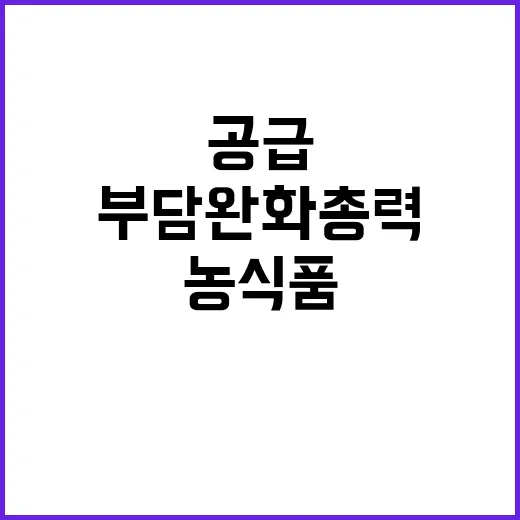 농식품 안정 공급 소비자 부담 완화 총력 대응!