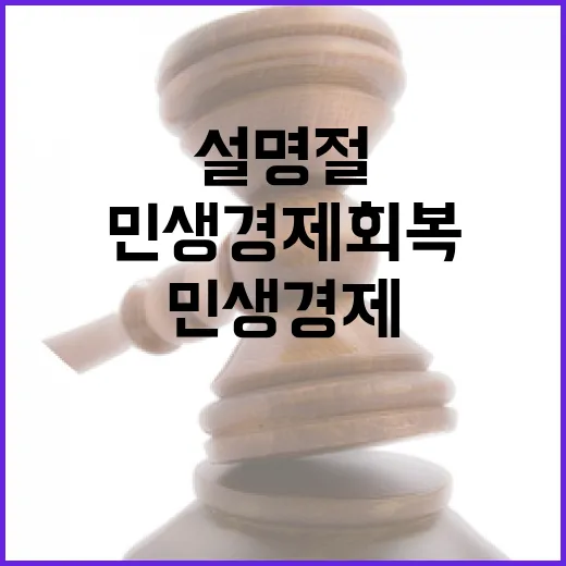 설 명절 민생경제 회복의 기회가 다가온다!