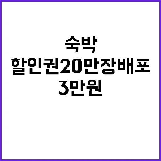 ‘할인권 20만 장 배포’…숙박 3만 원 절약 기회!