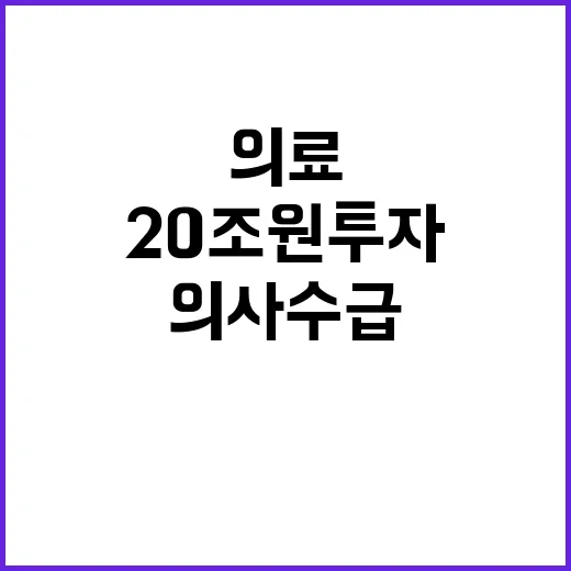 의사수급 20조 원 투자로 의료 혁신 날개!