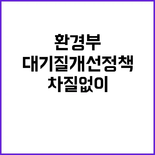 환경부 “대기질 개선 정책 차질 없이 진행 중!”