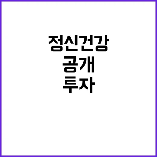 정신건강 지원 복지부의 새로운 투자 사업 공개!