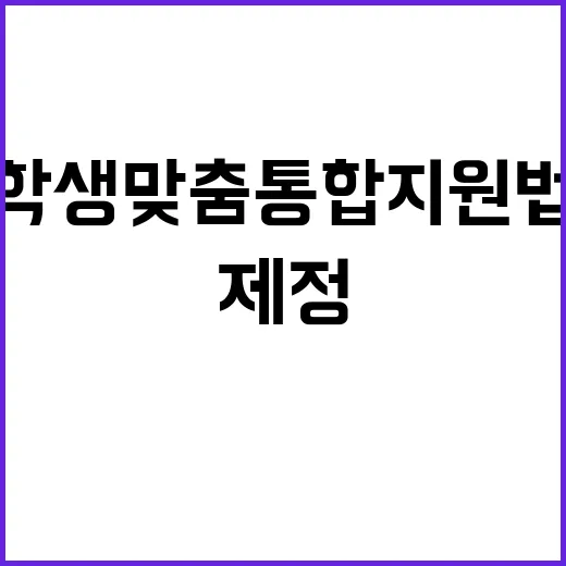 ‘학생맞춤통합지원법’ 제정 새로운 지원체계의 출발!