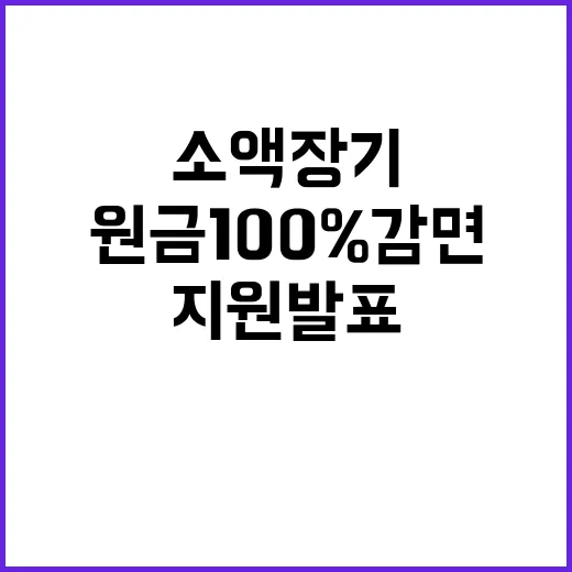 원금 100% 감면 소액 장기 연체자 지원 발표!