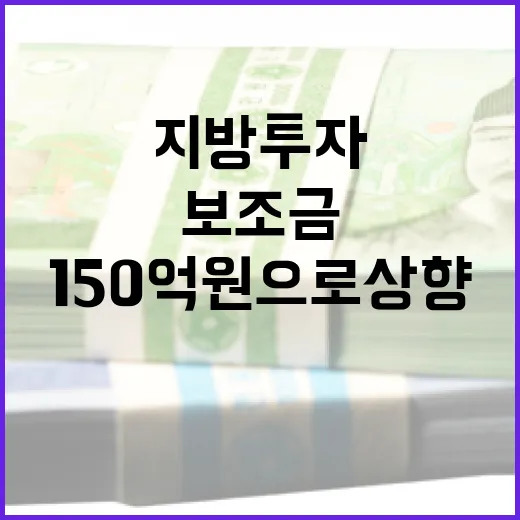 지방투자 보조금 150억원으로 상향 조정!