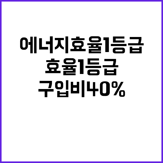 에너지 효율 1등급! 구입비 40% 돌려받기!