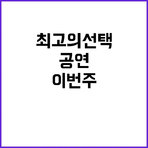 공연 이번 주 최고…