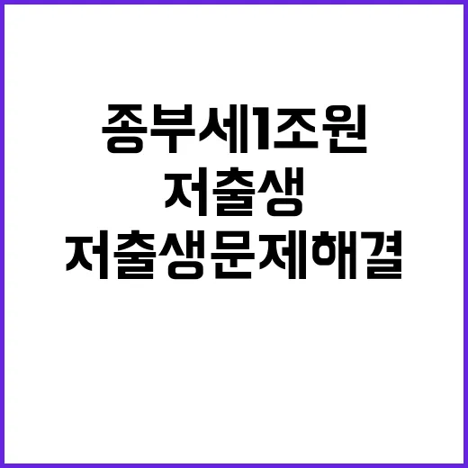 종부세 1조 원 저출생 문제 해결 자금으로!