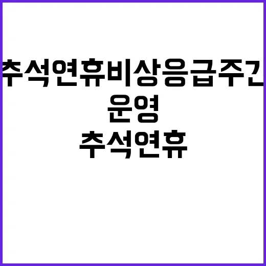 안전 추석 연휴 비상 응급 주간 운영 결정!