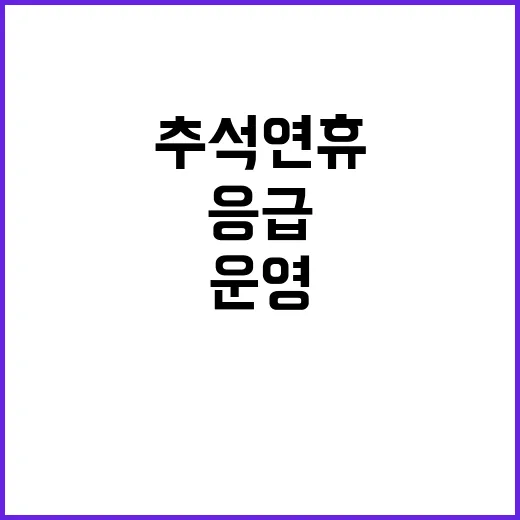 추석 연휴 안전 국민 응급 서비스 운영하기!