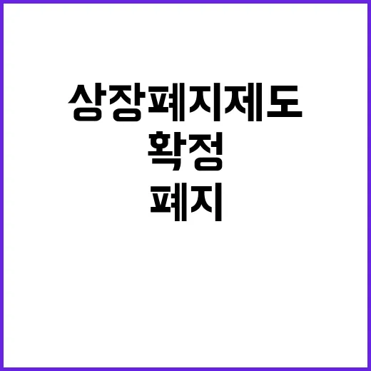 상장폐지 제도 금융위의 확정 사실은 무엇인가?