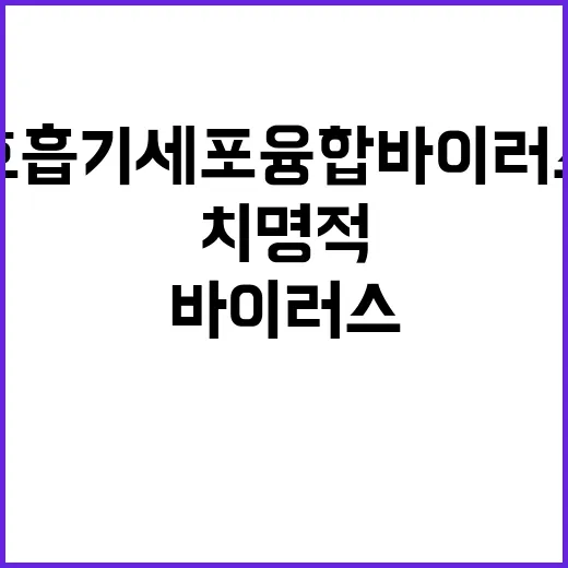 호흡기세포융합바이러스 당신이 몰랐던 치명적 사실!