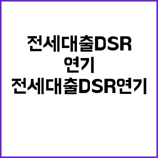 전세대출 DSR 연기? 금융위의 명확한 입장 공개!