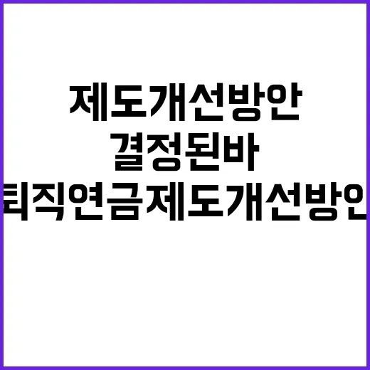 퇴직연금 제도 개선 방안은 결정된 바 없다!