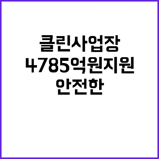 클린사업장 4785억 원 지원 안전한 환경 보장!