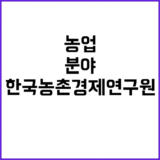 한국농촌경제연구원 2025-1차 계약직 채용 공고 (농업재정금융분야)