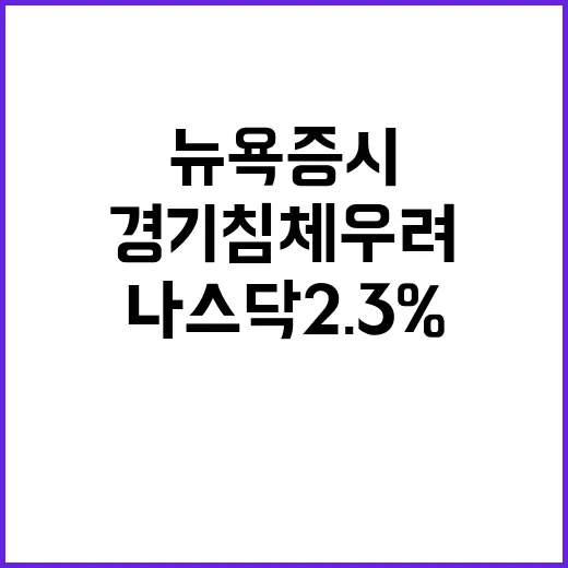 경기침체 우려, 뉴욕증시 나스닥 2.3% 폭락!