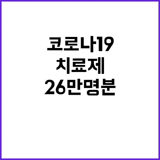 코로나19 치료제 품귀 문제 해결 약속! 26만명분 공급