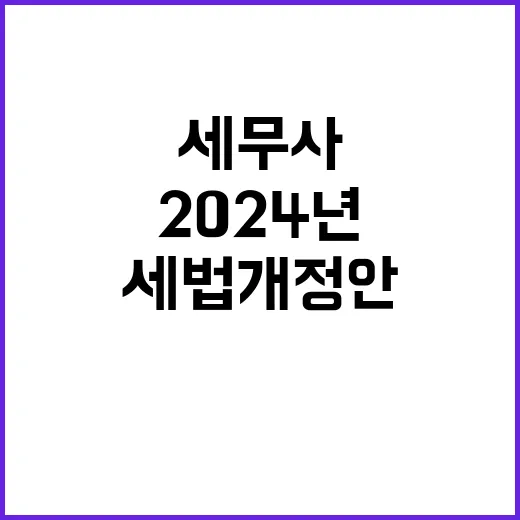 세법개정안 2024년 변화와 현직 세무사 조언!