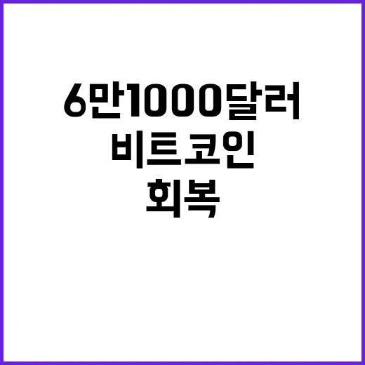 비트코인 6만 1000달러 회복의 비밀은?