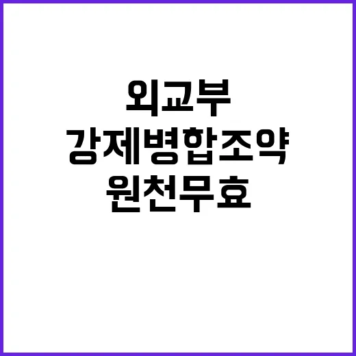 강제 병합조약 외교부 원천무효 선언! 환영 소식!