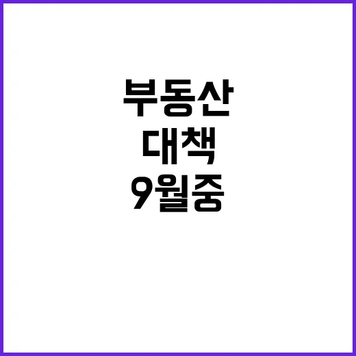 부동산 대책 9월 중 긴급 제·개정안 발의!