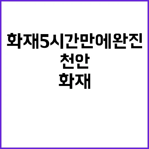 천안 화재 5시간 만에 완진…1명 부상 소식!