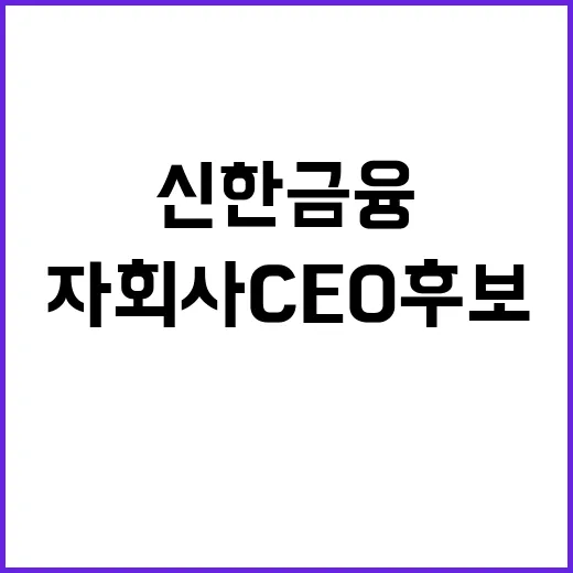 신한금융 자회사 CEO 후보 롱리스트 공개됐다!