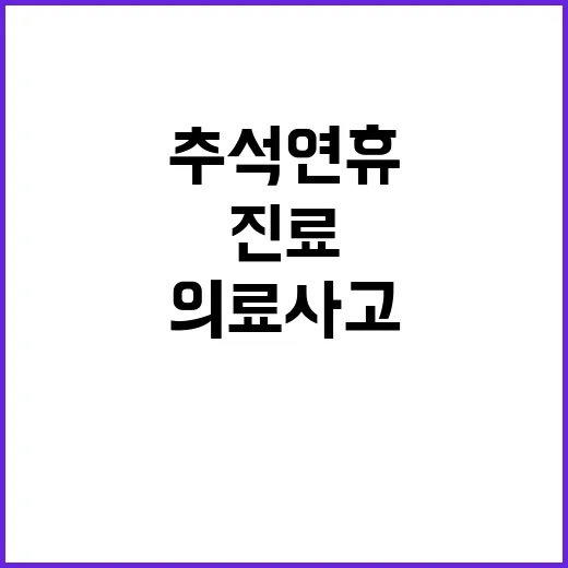 의료사고특례법 추석 연휴 8000곳 진료 소식!