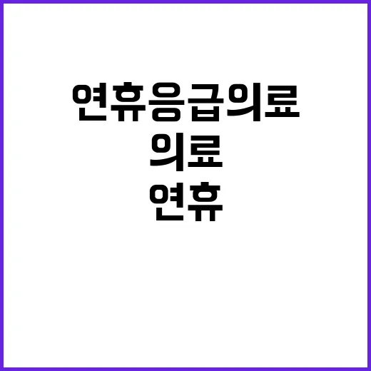 연휴 응급의료 최선…