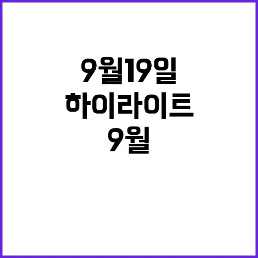 9월19일 TV 하이라이트 놓치지 마세요!