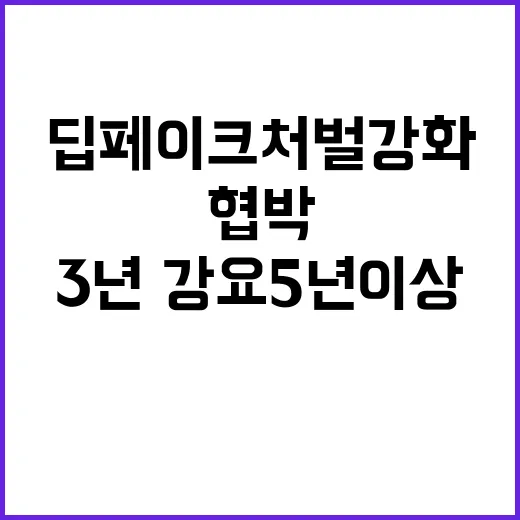 딥페이크 처벌 강화 협박 3년·강요 5년 이상!