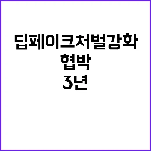 딥페이크 처벌 강화 협박 3년 강요 5년!