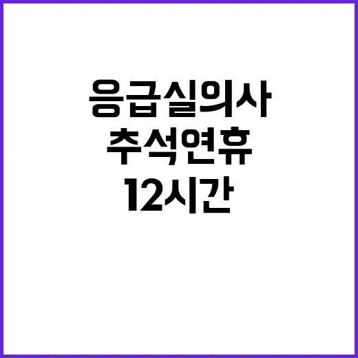 응급실 의사들 추석 연휴 12시간 연속 근무!