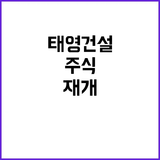 태영건설 적정 의견 주식 재개 신호탄!