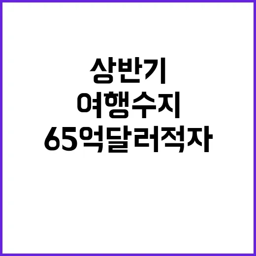 여행수지 상반기 65억 달러 적자 분석 결과!