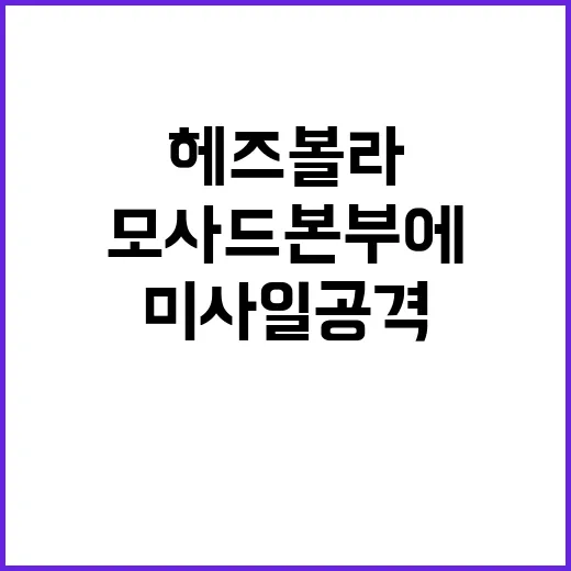 헤즈볼라 이스라엘 모사드 본부에 미사일 공격 성공!