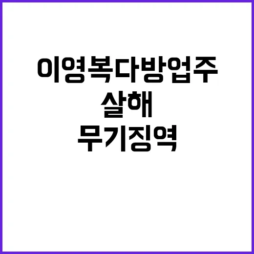 무기징역…이영복 다방업주 2명 살해 사건!