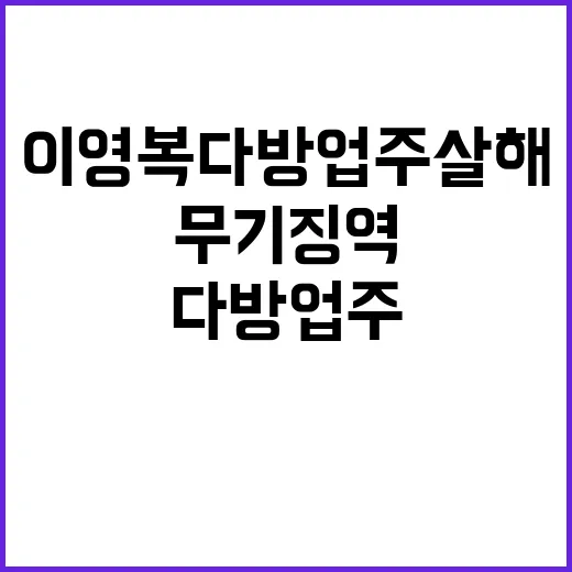 ‘무기징역’ 이영복 다방업주 살해 사건 전말 공개!