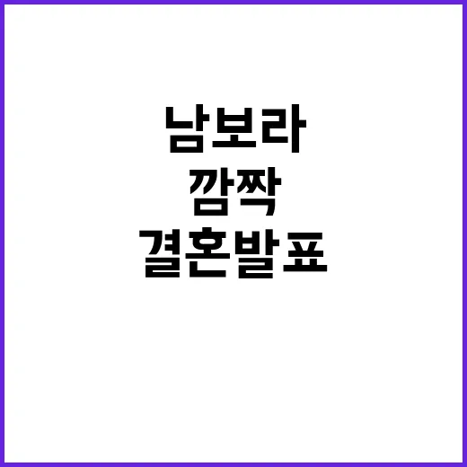 결혼 발표 남보라 …