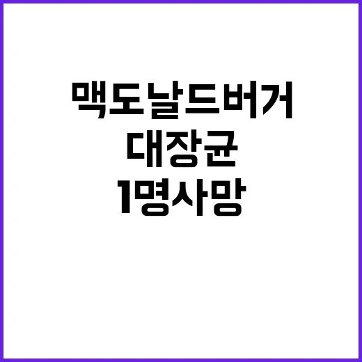 대장균 발견! 맥도날드 버거로 1명 사망