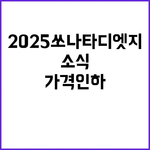 2025 쏘나타 디 엣지 가격 인하 소식 공개!